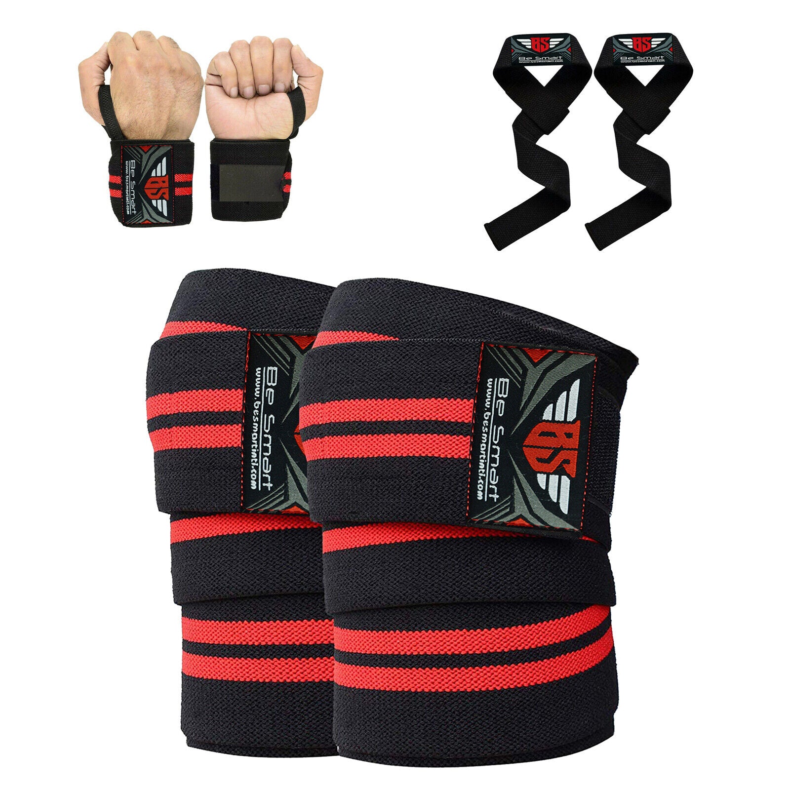 Knee Wraps and Weight Lifting Wrist Straps 