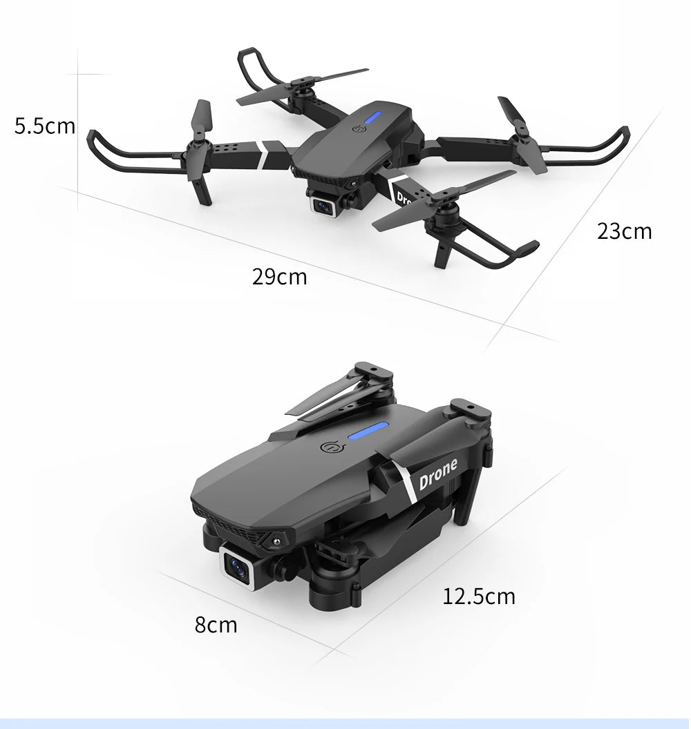 Professional Drone E88 4K Wide-Angle HD Camera Wifi Fpv Height Hold Foldable RC Quadrotor Helicopter