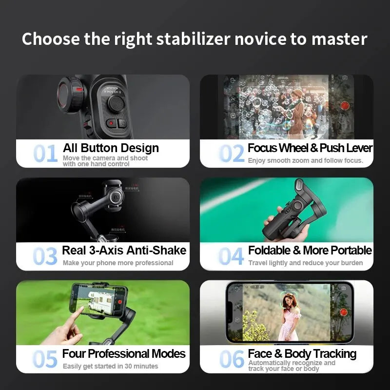 3-Axis Handheld Gimbal Stabilizer for Smartphones