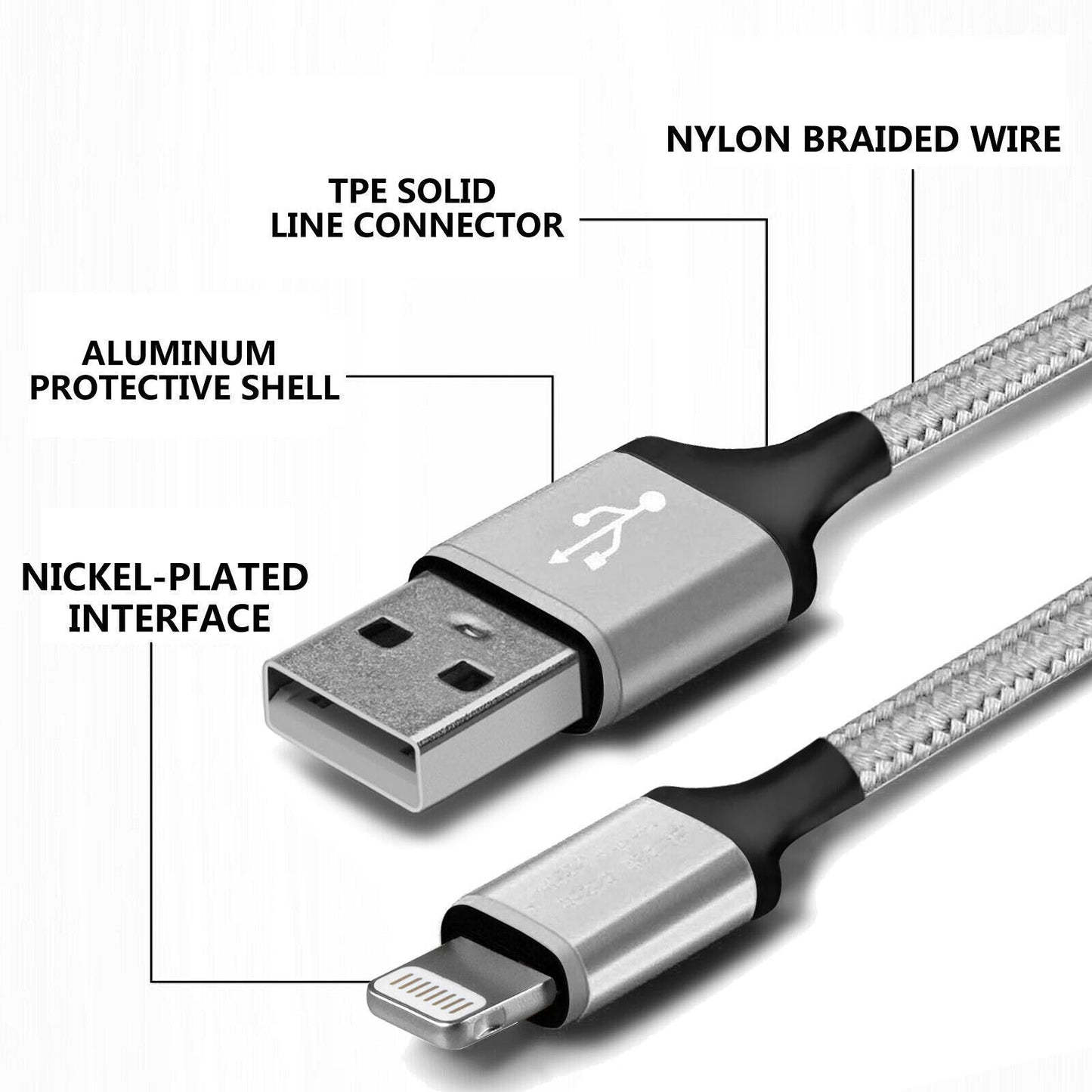 USB Charger Fast Long Cable USB Lead for Iphone 6 7 8 X XS XR 11 12 13 Pro 14