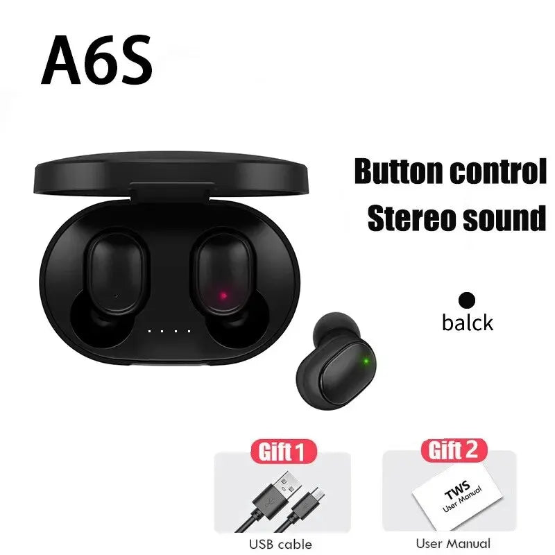 TWS A6S Wireless Bluetooth Headset Earbuds Noice Cancelling 