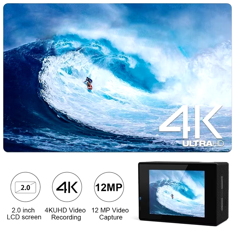 4K Action Camera 1080P/30FPS Wifi 2.0" 170D Waterproof