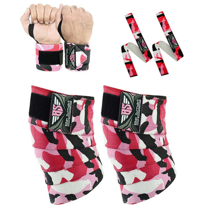 Knee Wraps and Weight Lifting Wrist Straps 