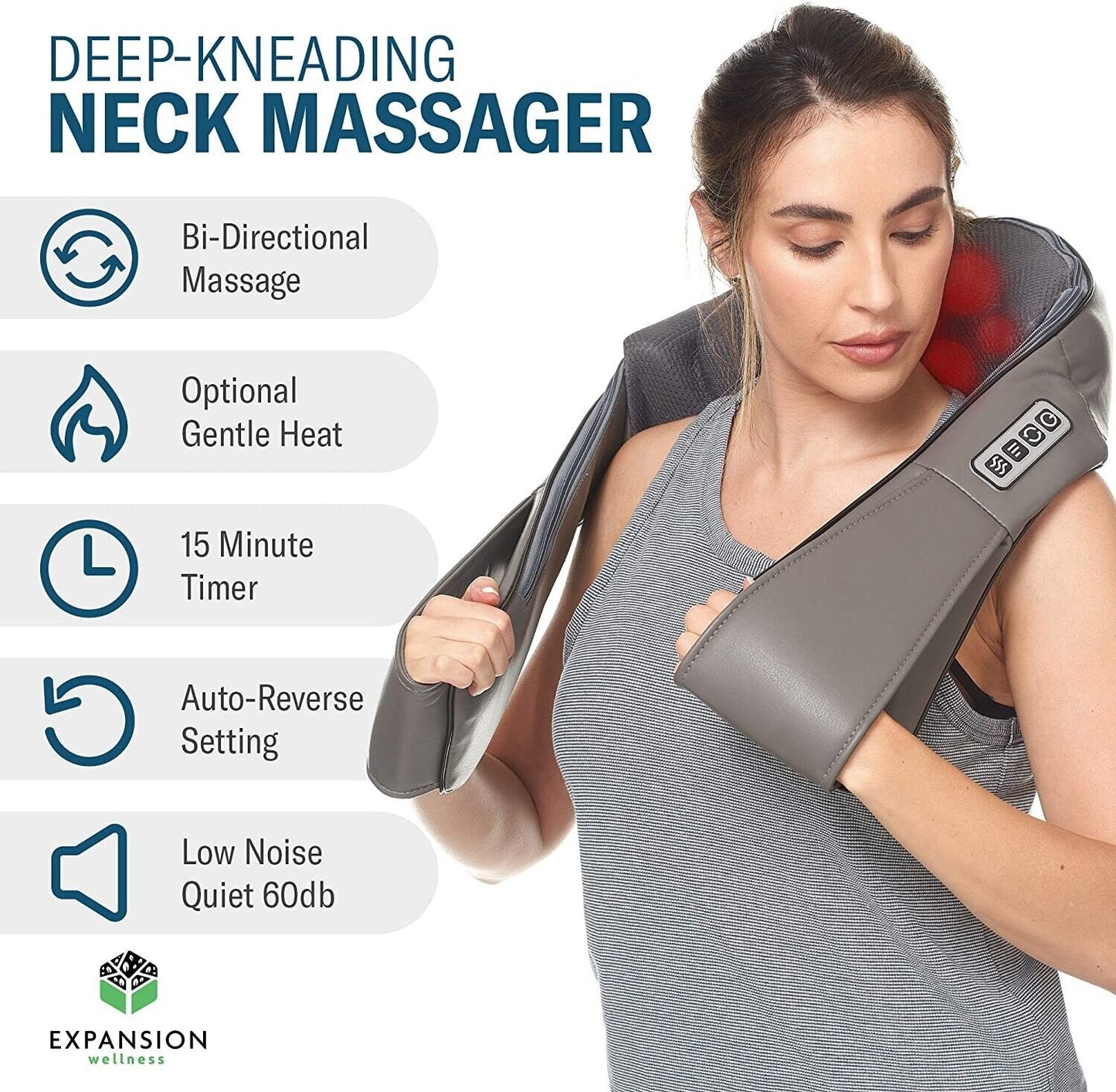 Electric Back, Neck and Shoulder Massager with Heat Kneading 