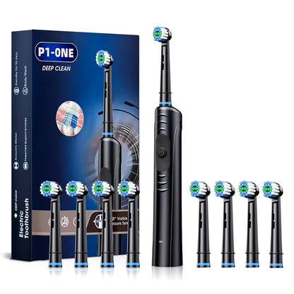 Electric Toothbrush Rotary Rechargeable with 8 Heads