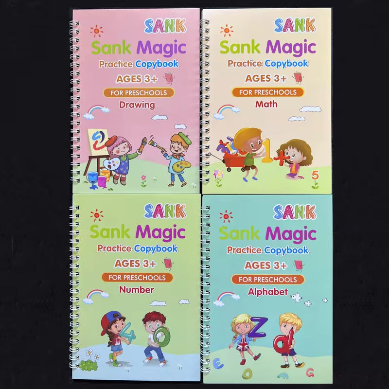 4Pcs Magic Practice Reusable Writing Book